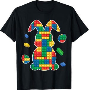 Master Builder Block Brick Building Easter Day Bunny T-Shirt - T-Shirt | Black