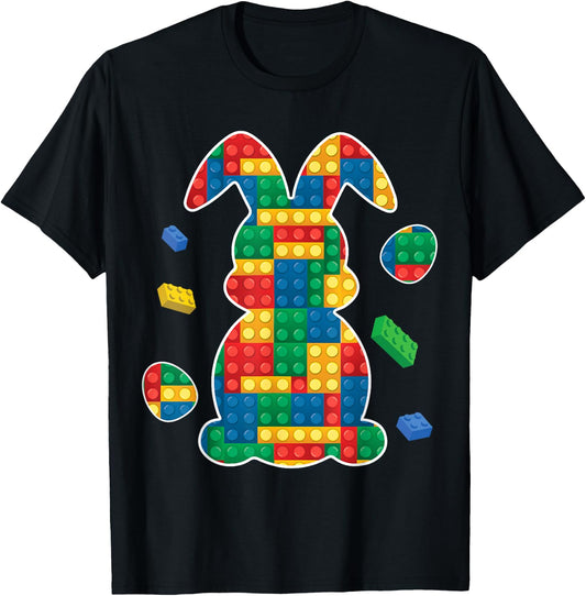 Master Builder Block Brick Building Easter Day Bunny T-Shirt - T-Shirt | Black