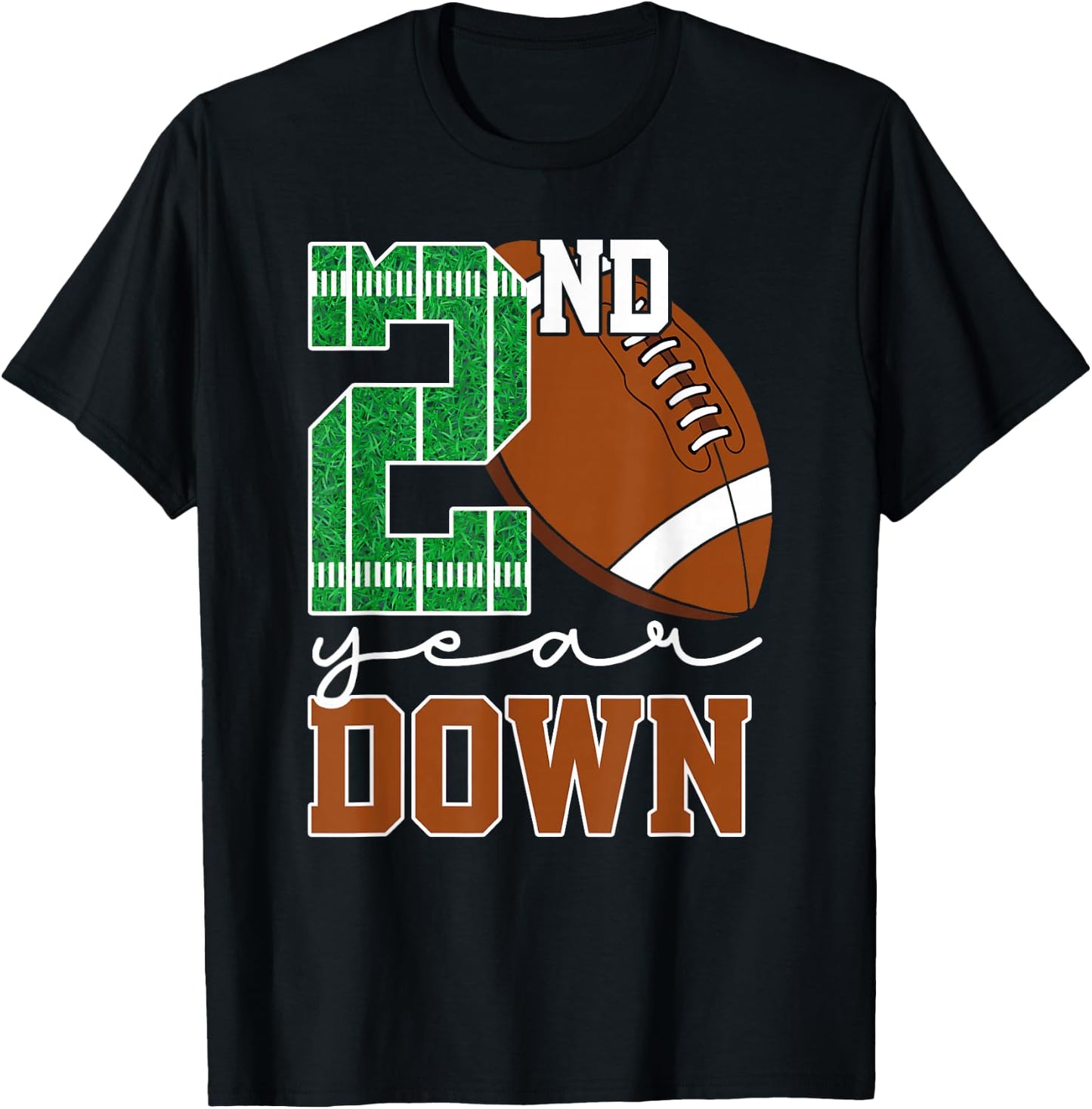 2nd Year Down Football Lover Second Birthday Boy Party T-Shirt - T-Shirt | Black