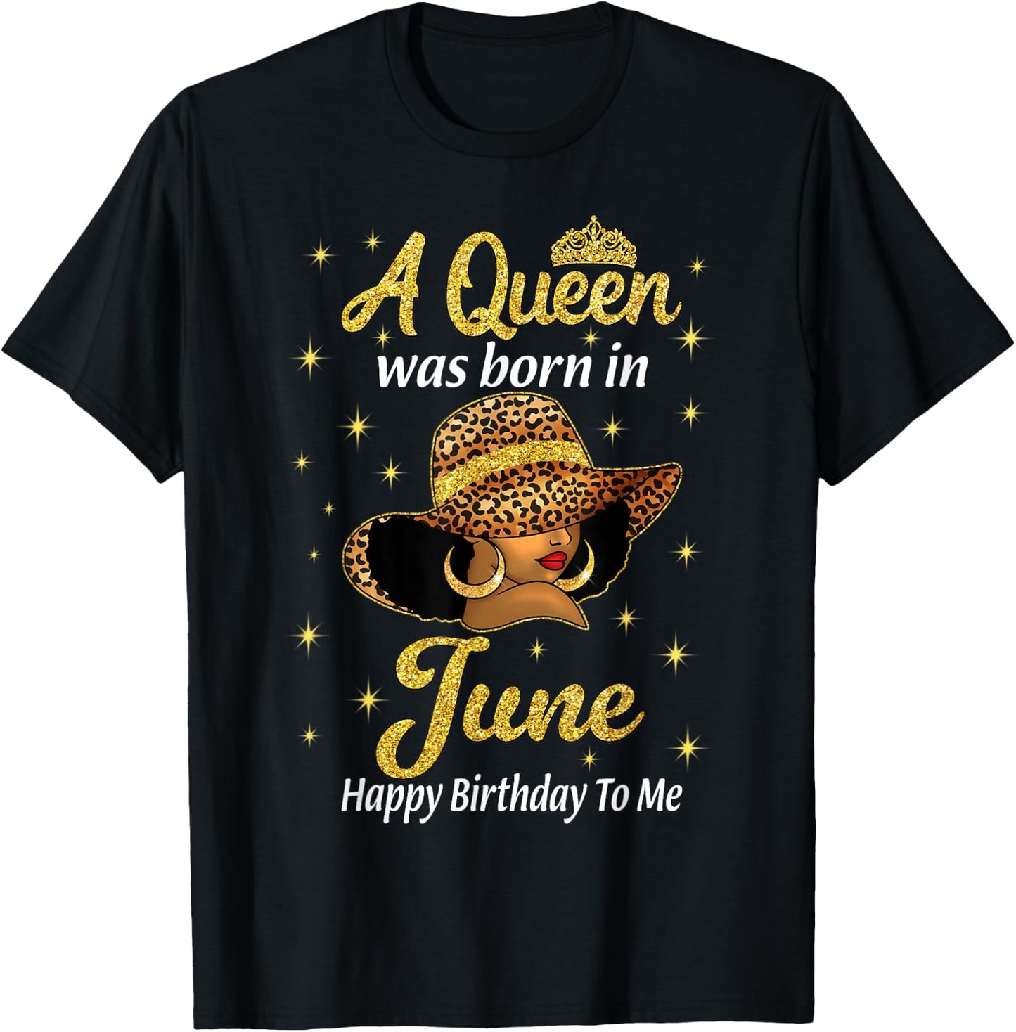 A Queen Was Born In June Leopard Hat Black Women T-Shirt - T-Shirt | Black