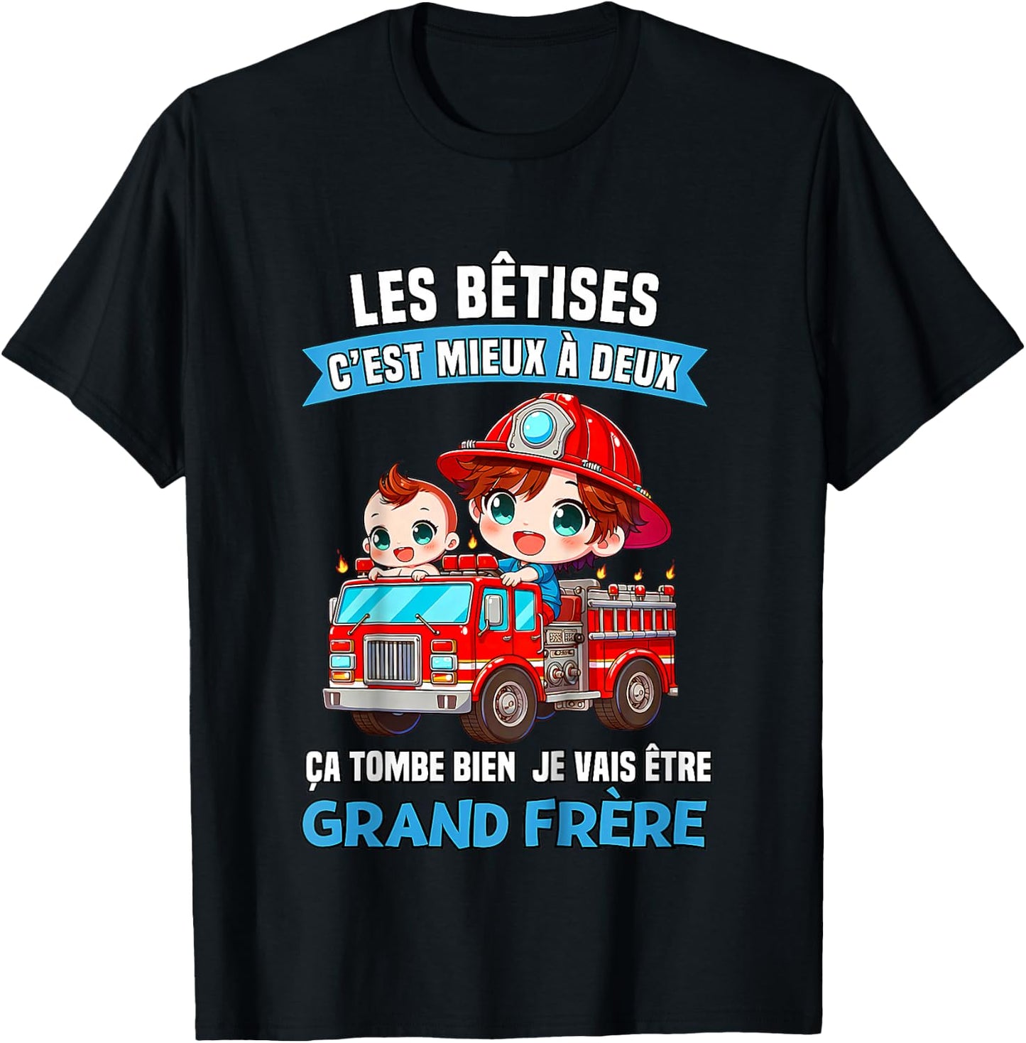 Child Les Betises C'est mieux A Deux Ca Tombe Bien Grand Brother , Black, 2 T-Shirt - T-Shirt | Black