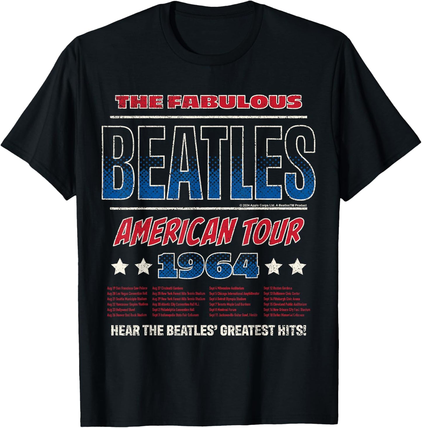 The Beatles - American Tour 1964 Greatest Hits T-Shirt - T-Shirt | Black