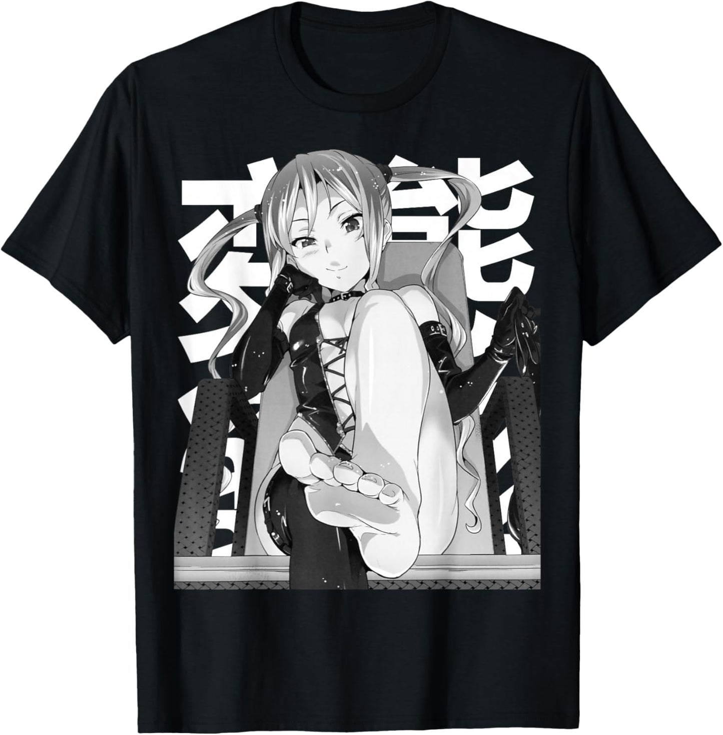 Anime FemDom Lewd Waifu JA2338D04V01 , black T-Shirt - T-Shirt | Black