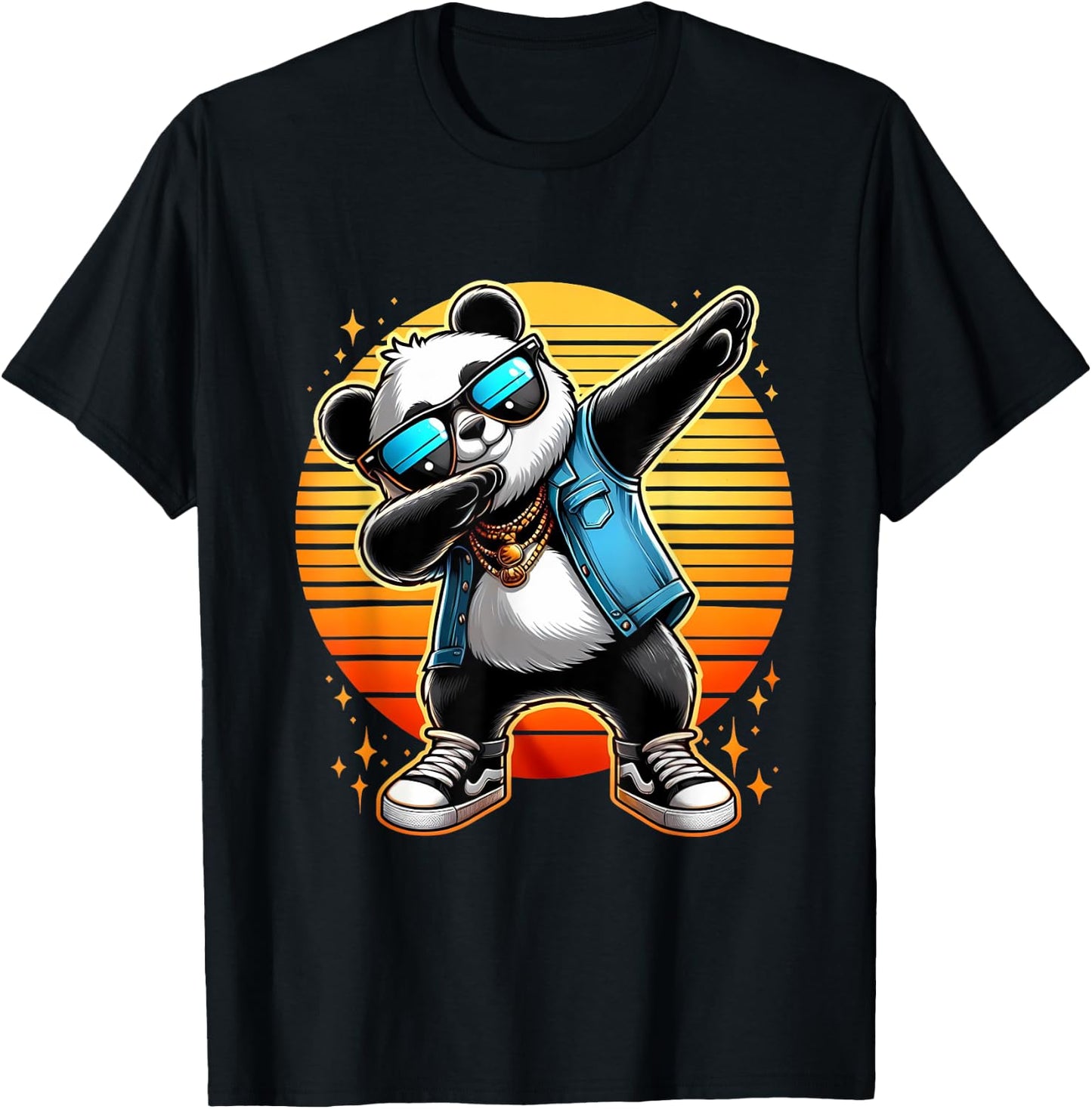 Funny Dabbing Panda Wearin a Sunglasses Panda Bear Dab Dance T-Shirt - T-Shirt | Black