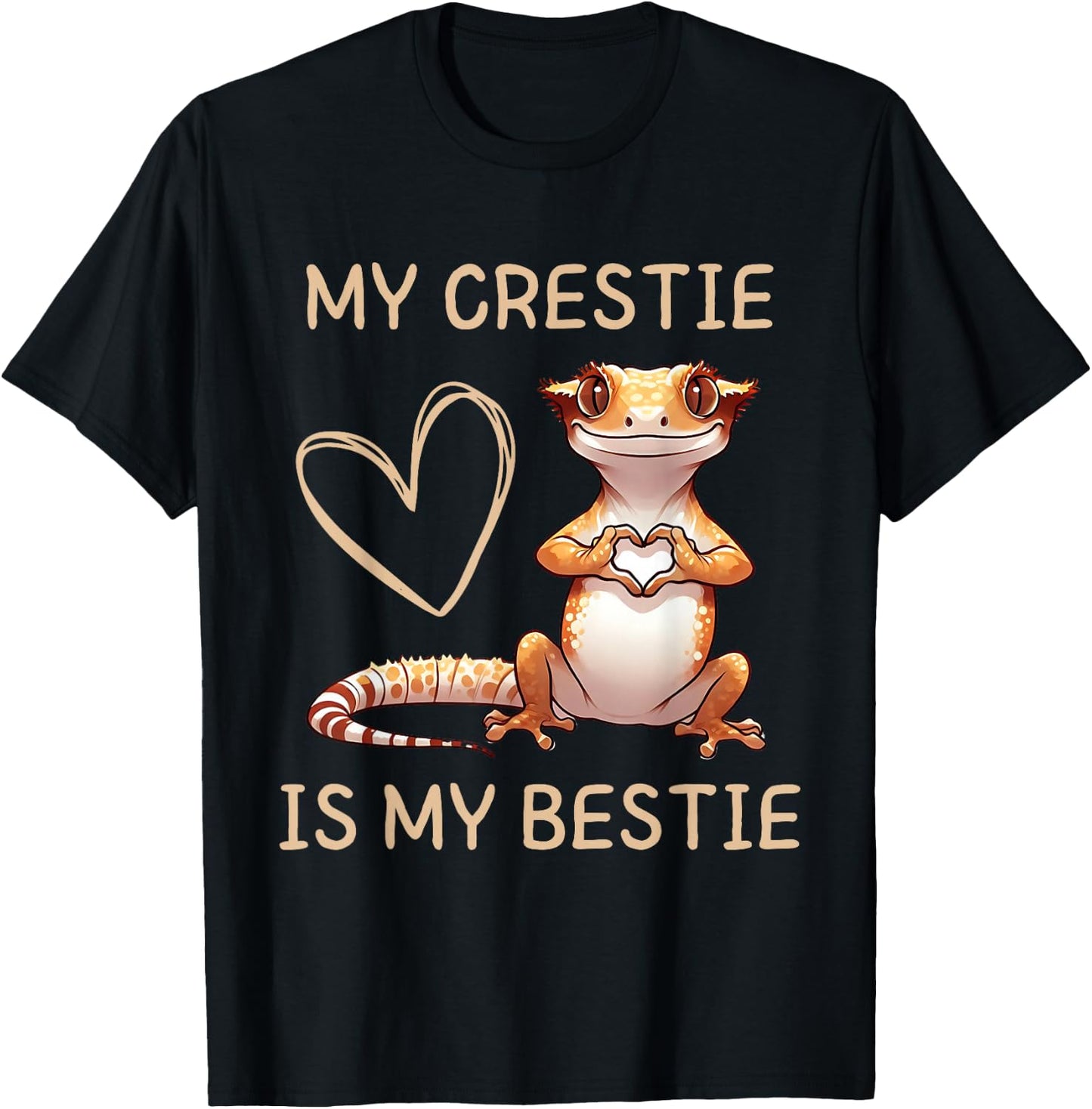 My Crestie is my Bestie Cute Crested Gecko Mom Women Girls T-Shirt - T-Shirt | Black