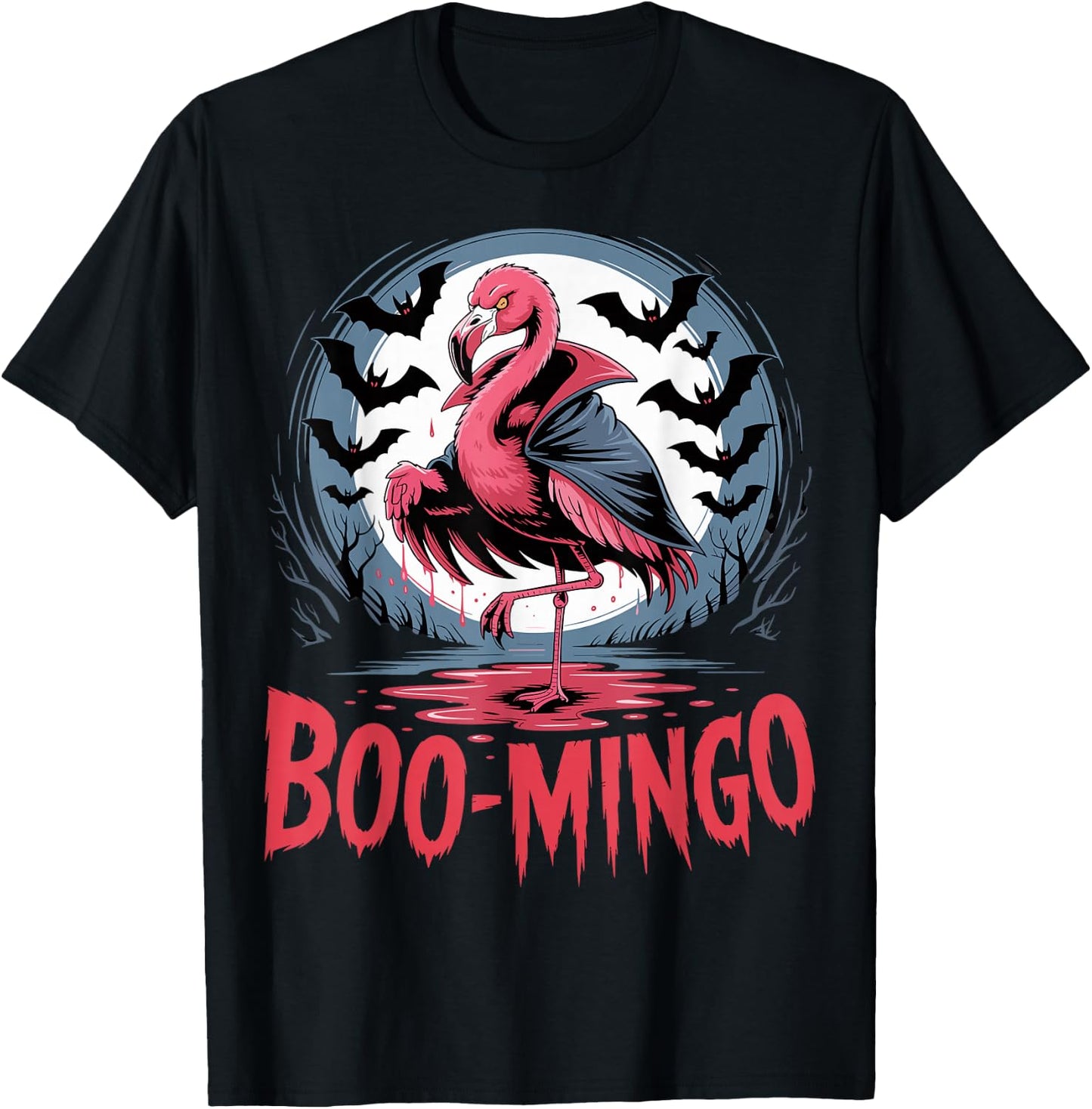 Boo-Mingo Flamingo Halloween Funny Spooky T-Shirt - T-Shirt | Black
