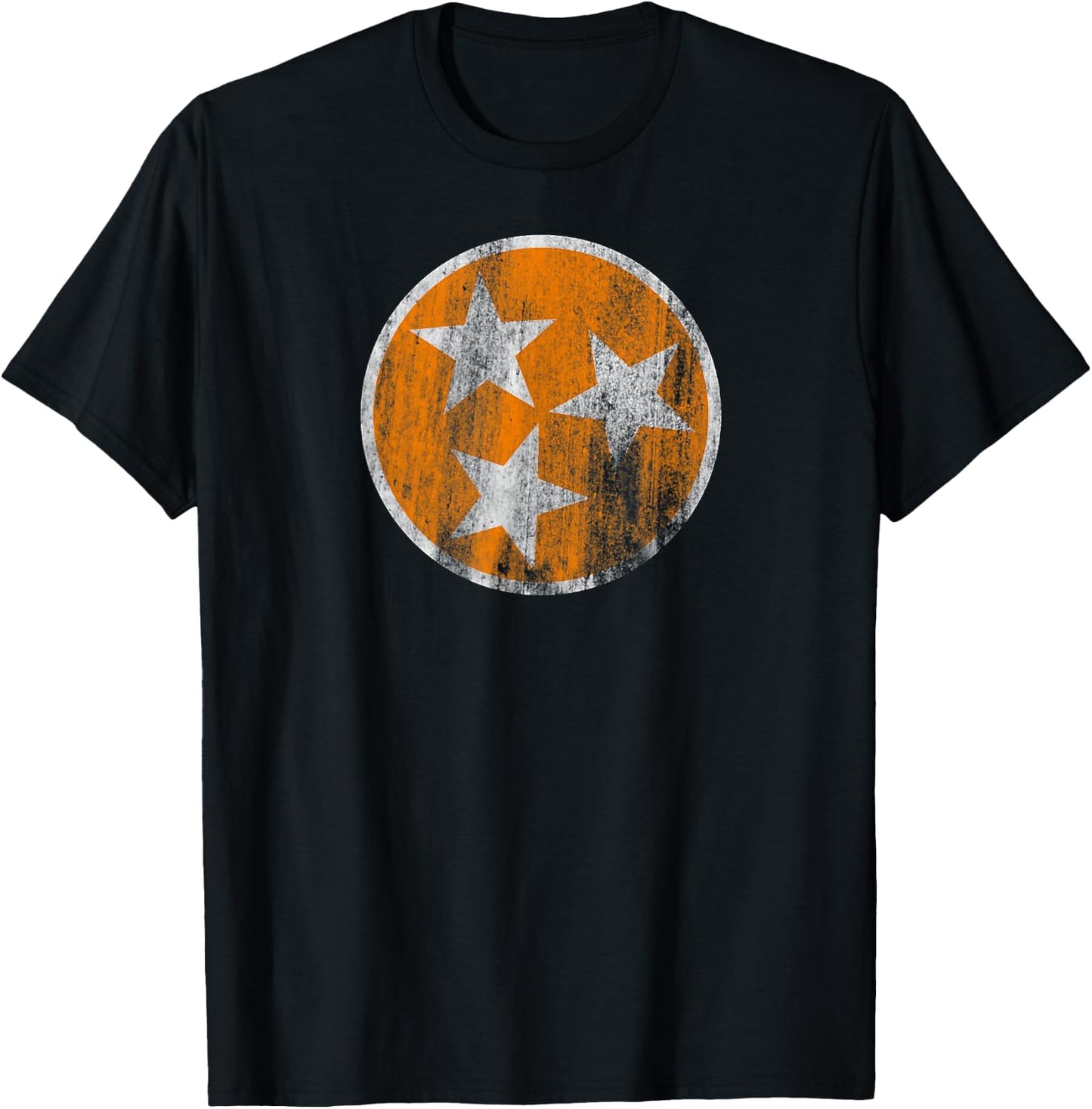 Orange Tennessee Flag Volunteer State Tri Stars Tennessee T-Shirt - T-Shirt | Black