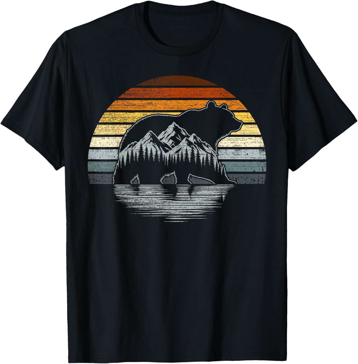 Bear Pride Retro Mountain Nature Gay Bear Flag T-Shirt - T-Shirt | Black