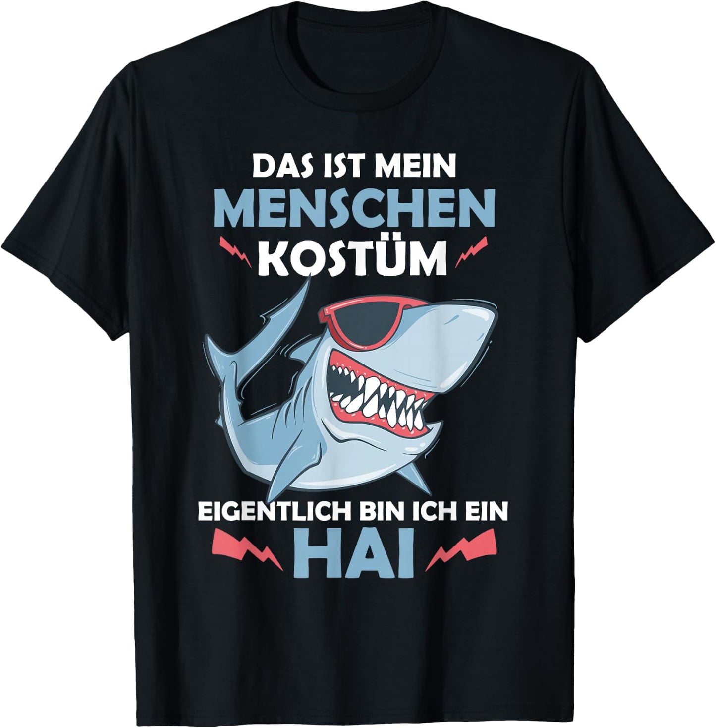 Shark Carnival Fish Costume Helau Fancy Dress Human Costume , black T-Shirt - T-Shirt | Black