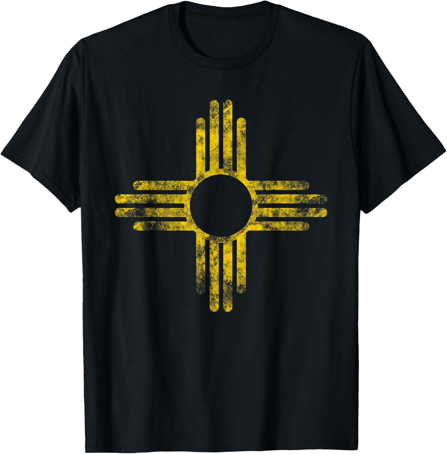 Vintage New Mexico Flag Yellow Zia Sun Symbol T-Shirt - T-Shirt | Black
