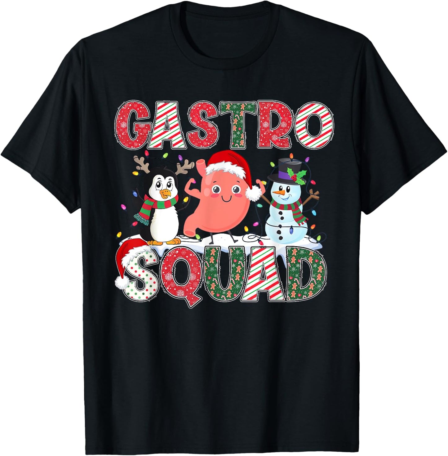 Gastro Squad GI Christmas Nurse - Men's Adult X-Small Black Short Sleeve Cotton Polyester Christmas Holiday T-Shirt - T-Shirt | Black