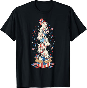 Bull Terrier American USA Flag Memorial Day 4th of July T-Shirt - T-Shirt | Black
