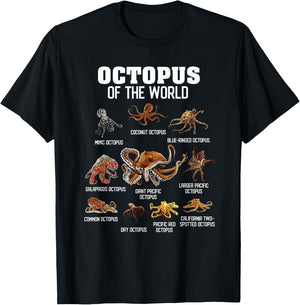 Octopus Shirt Cephalopod Animals of The World Octopus Lover T-Shirt - T-Shirt | Black