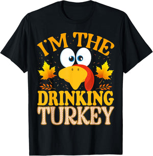 Thanksgiving I'm The Drinking Turkey Matching T-Shirt - T-Shirt | Black
