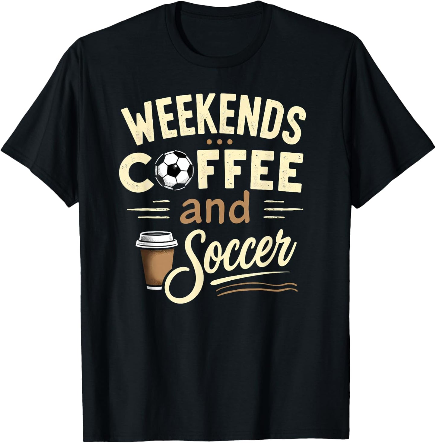Vintage Weekends Coffee and Soccer T-Shirt - T-Shirt | Black