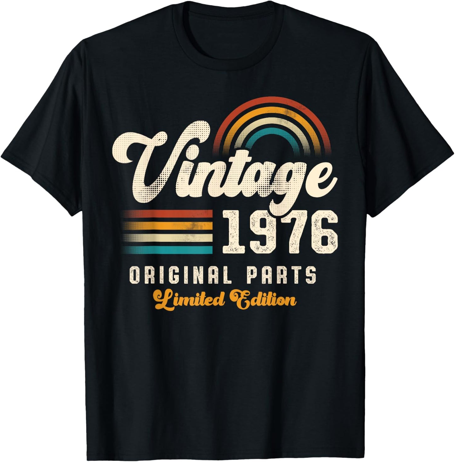 Vintage 1976 Original Parts 49th Anniversary Retro T-Shirt - T-Shirt | Black