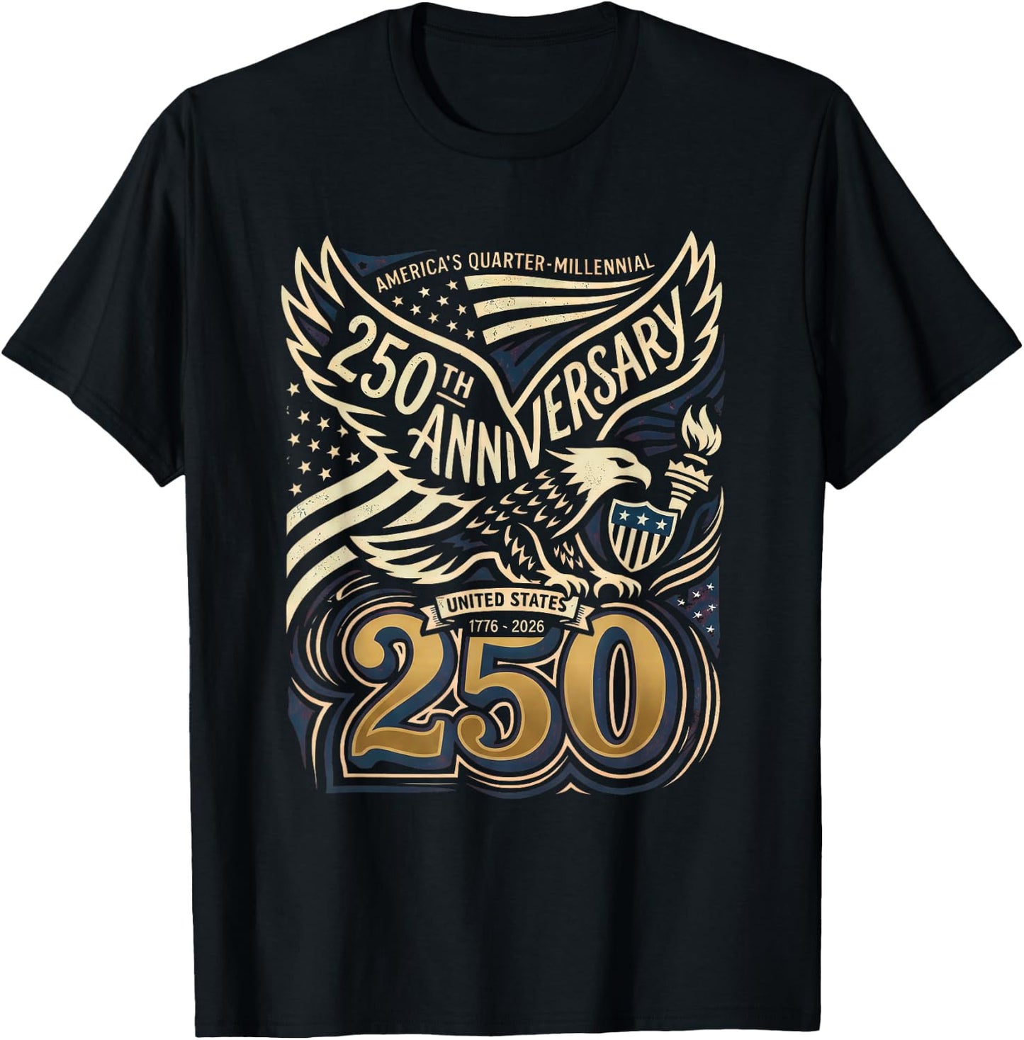 Patriotic Vintage 250th Anniversary USA 250 Year 4th of July T-Shirt - T-Shirt | Black