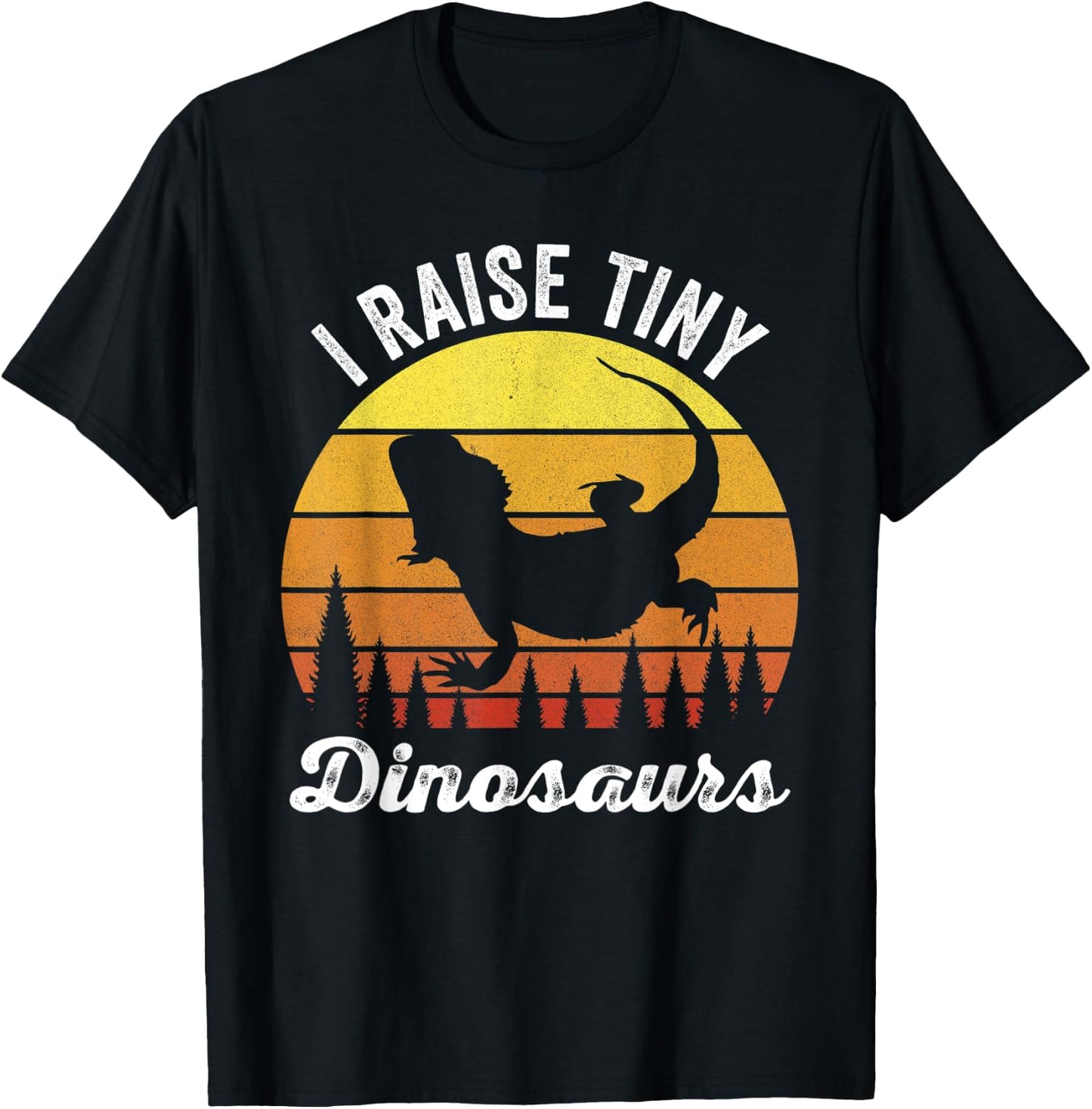 Retro I Raise Tiny Dinosaurs Funny Vintage Bearded Dragon T-Shirt - T-Shirt | Black