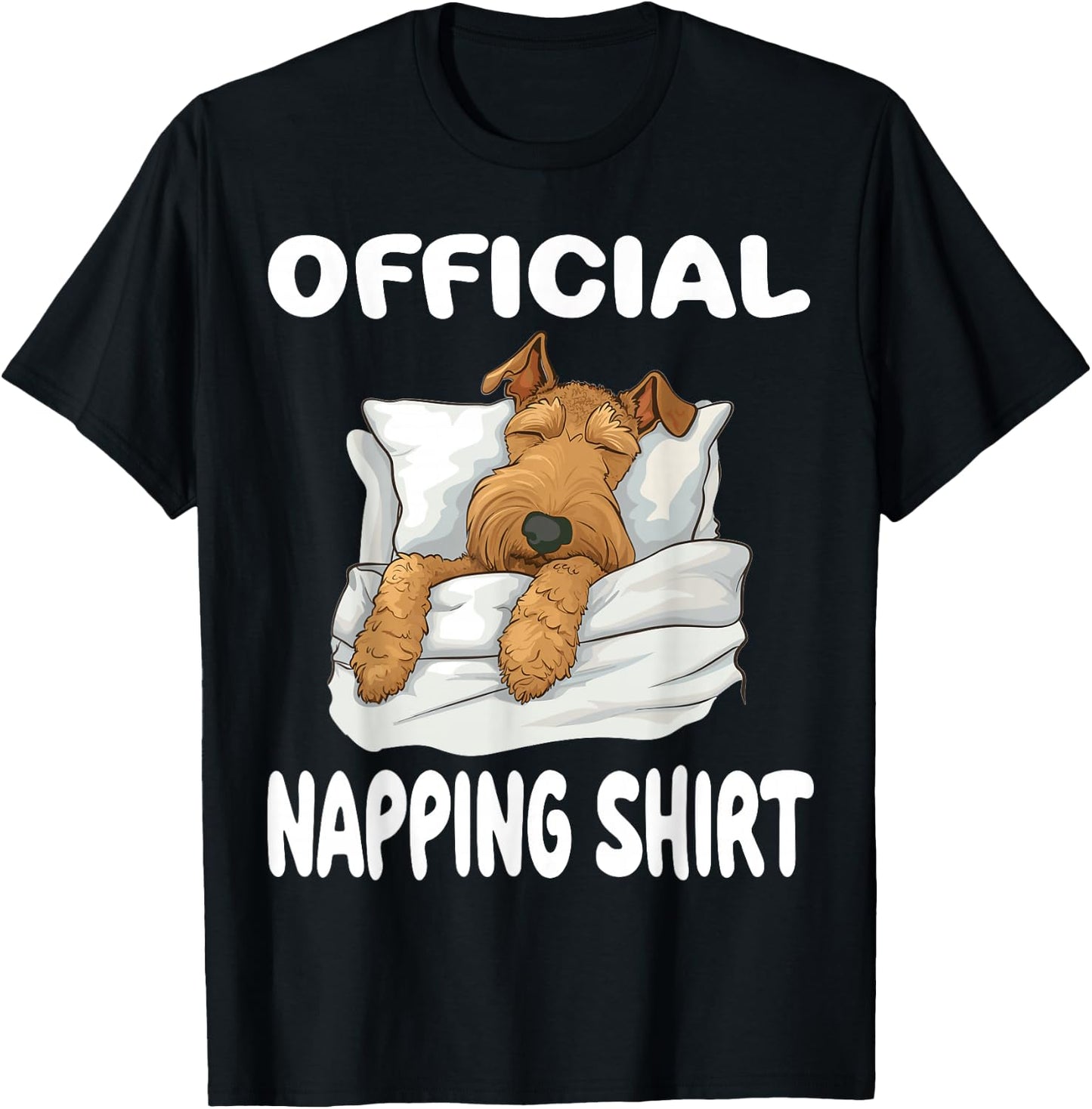 Airedale Terrier Dog Official Napping shirt Pajamas T-Shirt - T-Shirt | Black