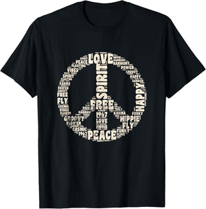 Peace Symbol Love Hippie Costume 60s 70s Peace Sign T-Shirt - T-Shirt | Black