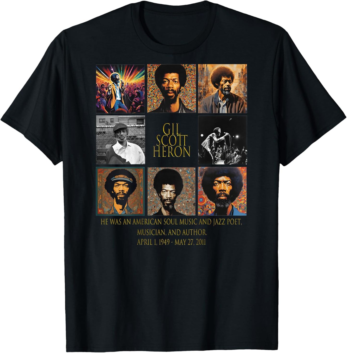 Gil Scott-Heron_005_Back Printed T-Shirt - T-Shirt | Black