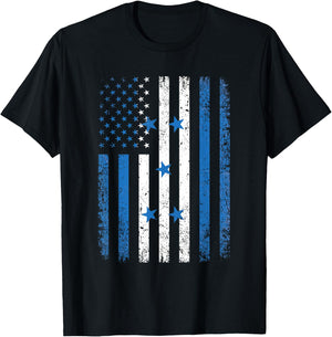Honduras USA Flag 4th of July Patriot American Honduran Flag T-Shirt - T-Shirt | Black