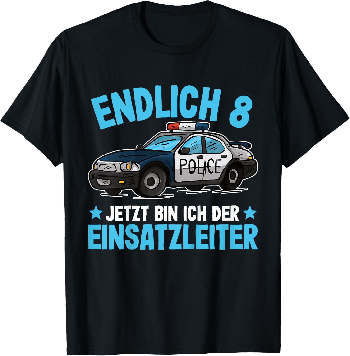 Polizei Shirt 8 Jahre Jungen | Polizei 8. Geburtstag T-Shirt - T-Shirt | Black