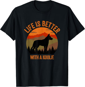 Life Is Better With A Koolie Mountains Retro Gift , black T-Shirt - T-Shirt | Black