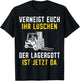 with German Text "Lagergott ist jetzt da Staplerfahrer" [German Language], black T-Shirt - T-Shirt | Black