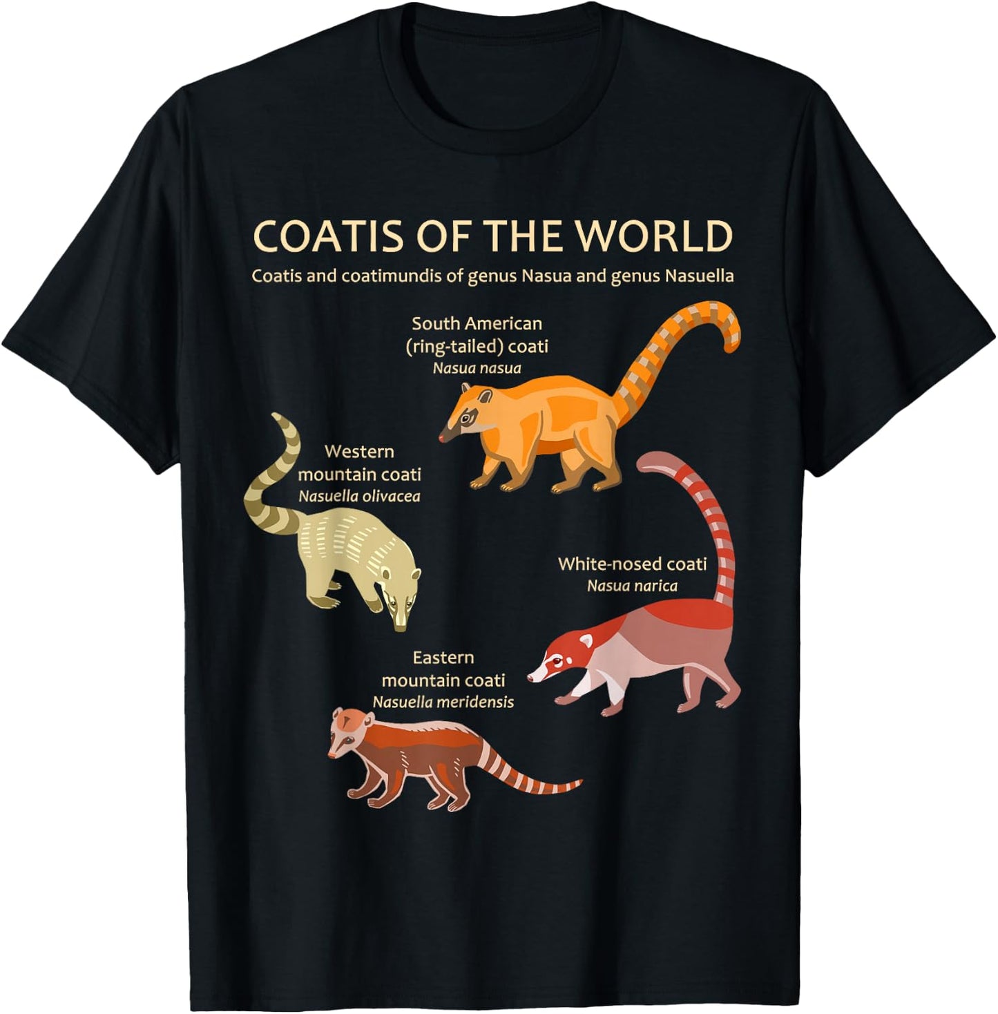 Coati and Coatimundi Species Animal Artwork T-Shirt - T-Shirt | Black