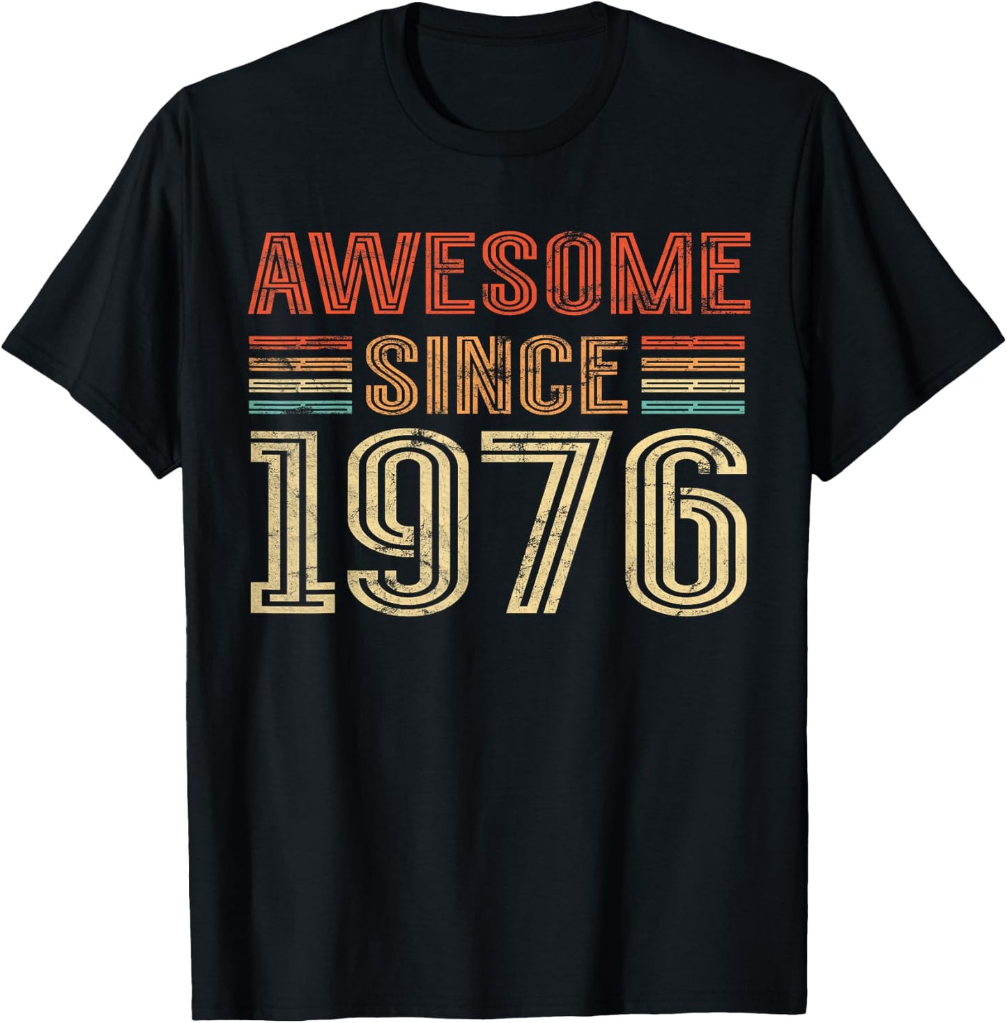 50th Birthday Vintage 1976 Classic 50yr Awesome Since 1976 T-Shirt - T-Shirt | Black