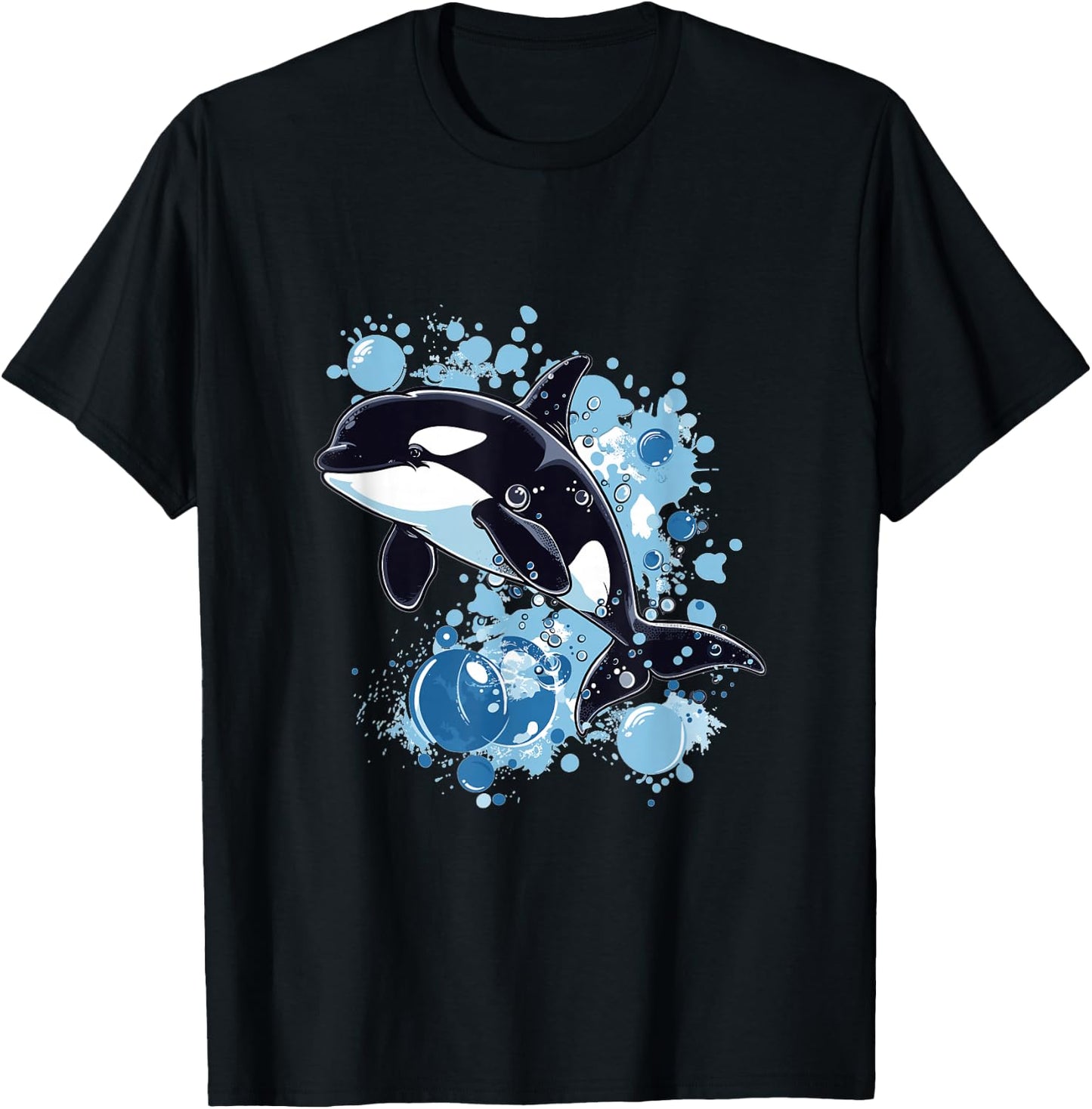 Orca Whale Bubbles Graphic T-Shirt - T-Shirt | Black