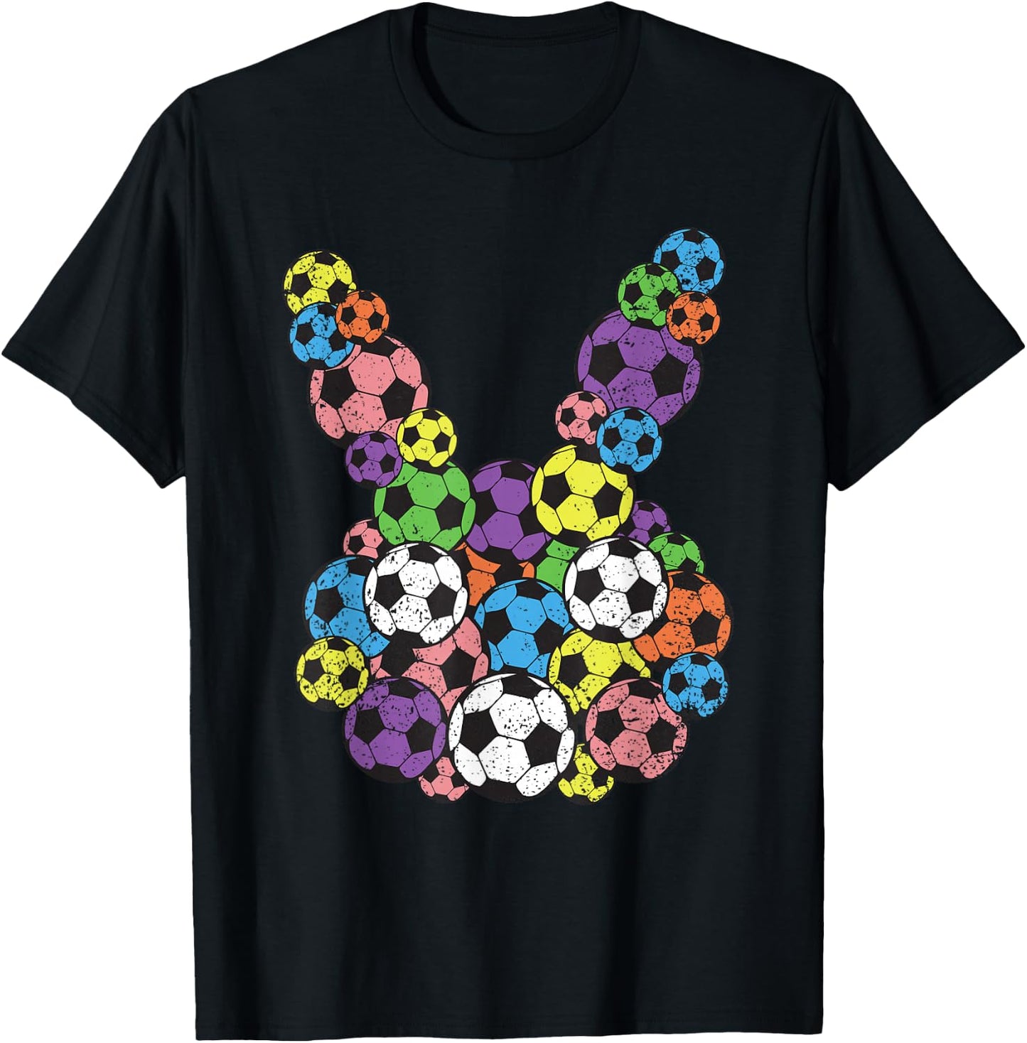 Easter Soccer Lover Bunny Head Ball Egg Hunting Spring T-Shirt - T-Shirt | Black