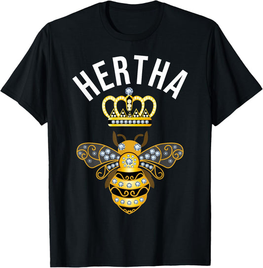 Hertha Name Hertha Birthday Gifts Queen Crown Bee Hertha , black T-Shirt - T-Shirt | Black
