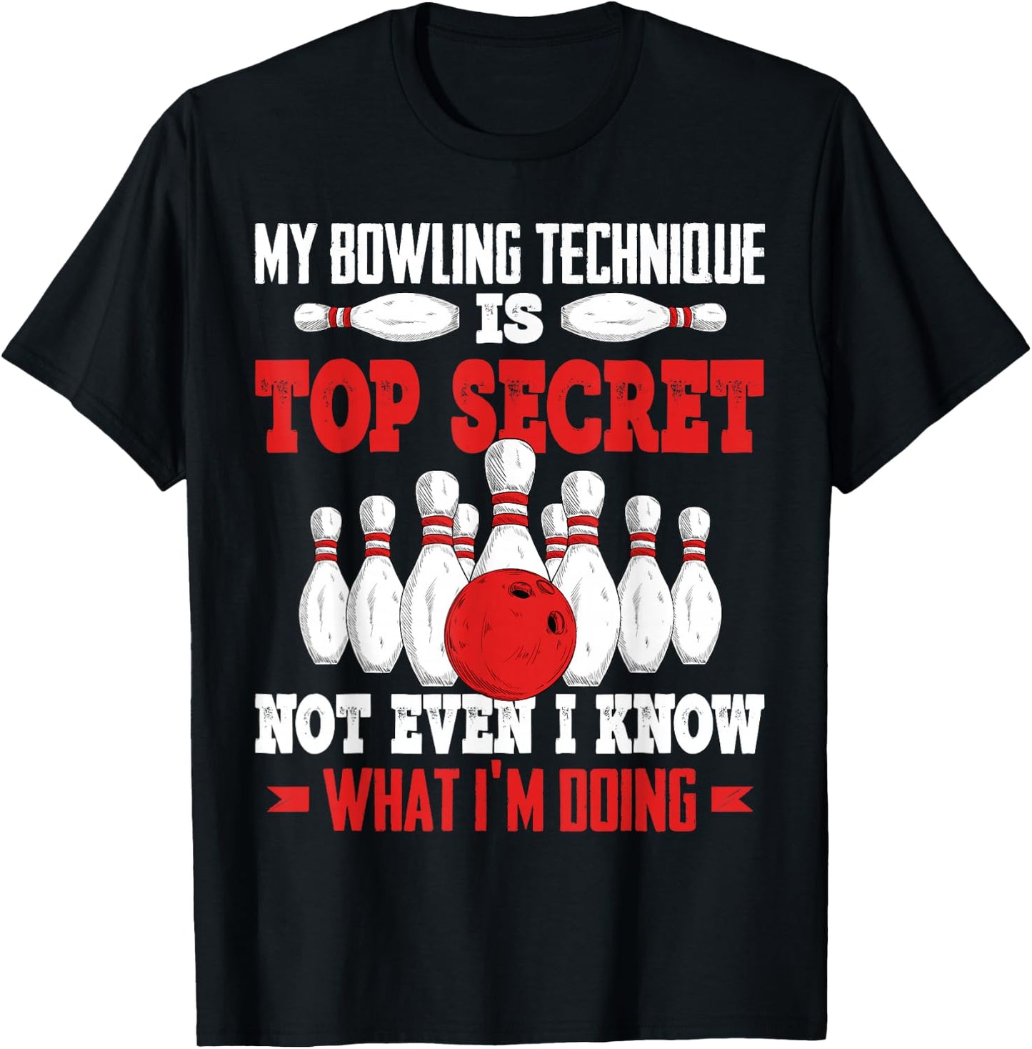 Funny Bowling Technique Ball Bowler Bowling Men Kids Boys T-Shirt - T-Shirt | Black
