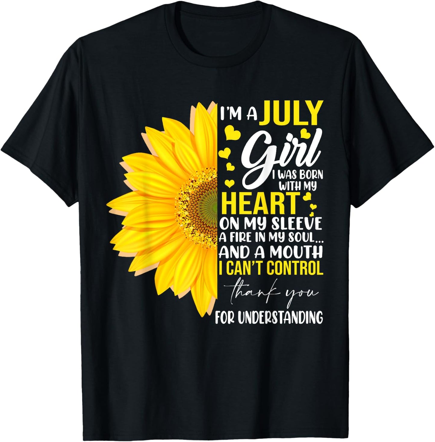 I'm July Girl Sunflower Matching Girl Born On July Birthday T-Shirt - T-Shirt | Black