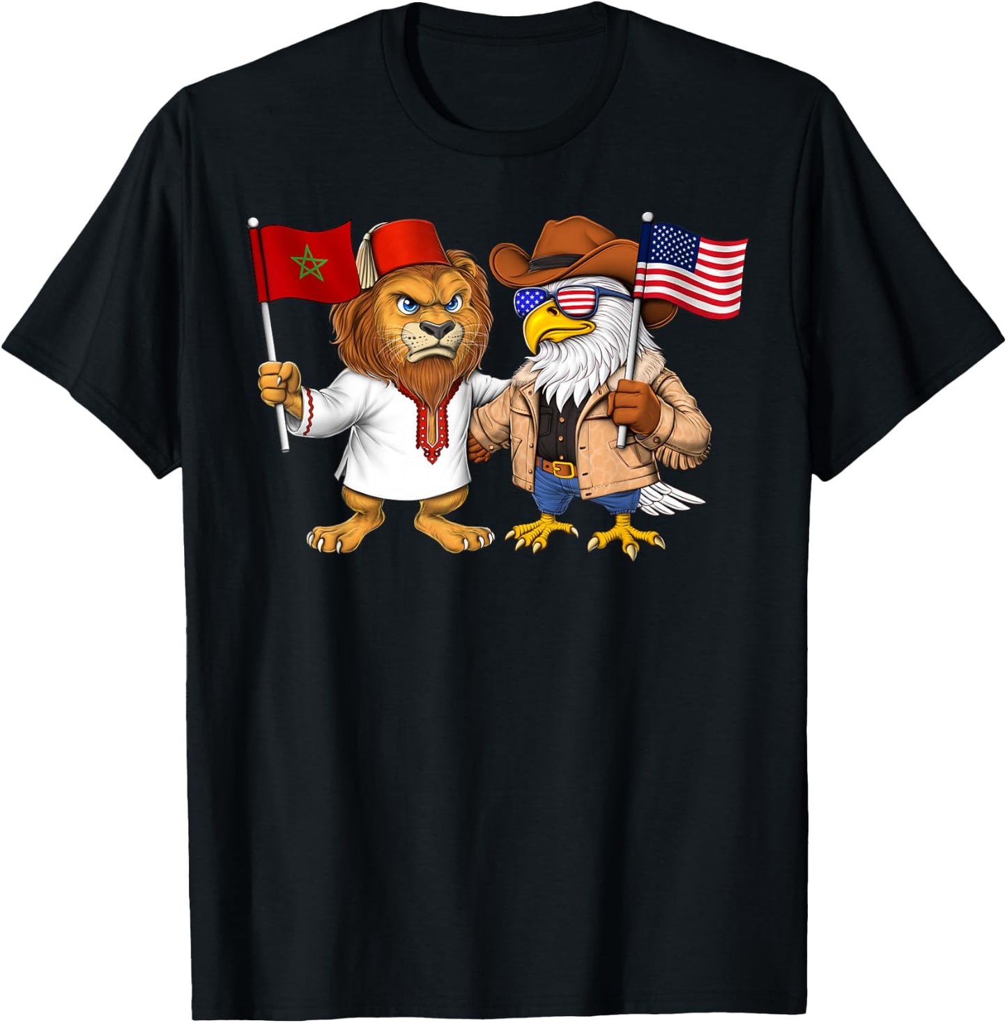 Moroccan American Roots USA Morocco Flag Proud T-Shirt - T-Shirt | Black