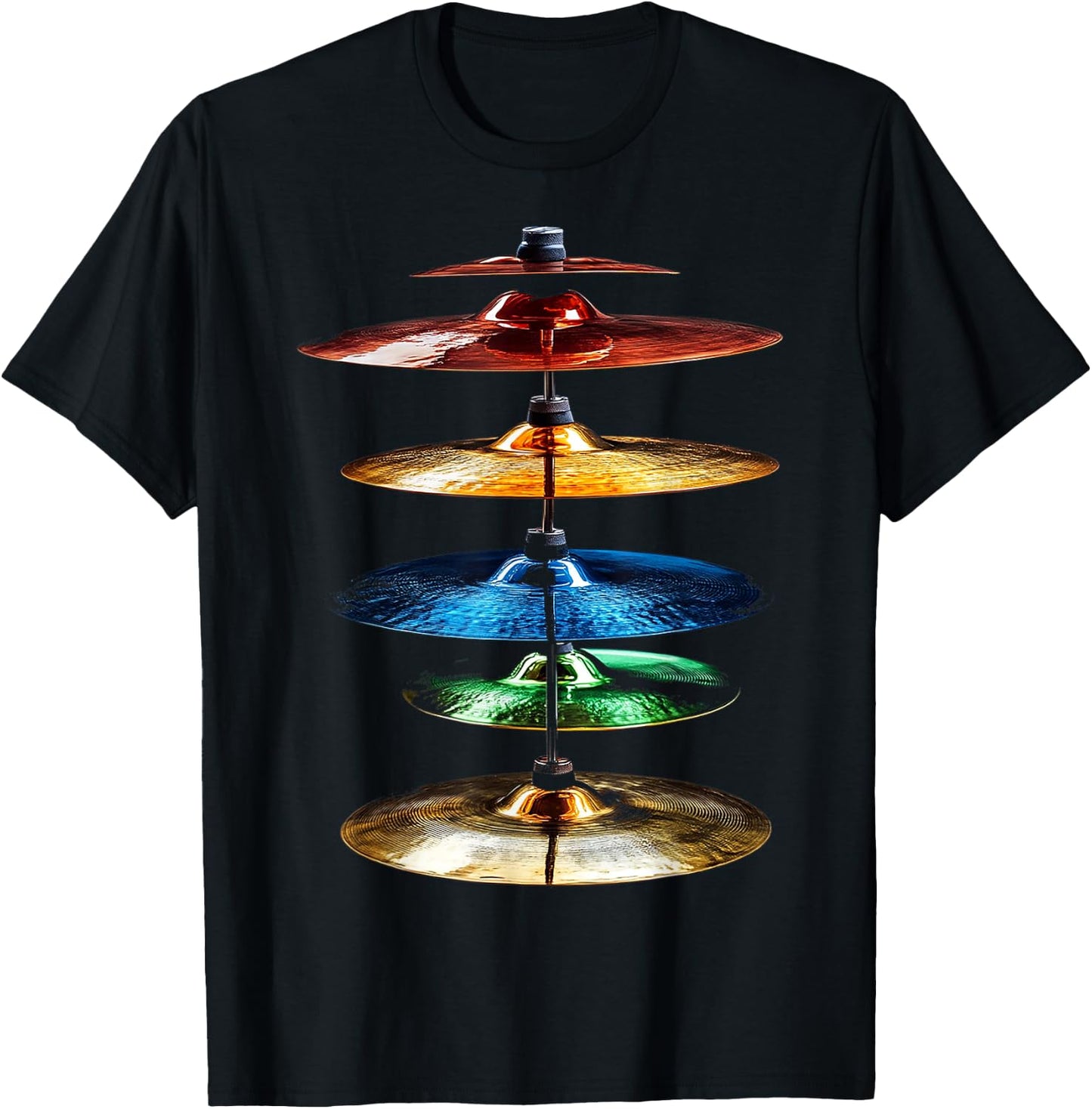 Cymbals Music Instrument Motif Illustration Cymbals T-Shirt - T-Shirt | Black