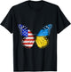 American Ukrainian Flag Butterfly America Ukraine T-Shirt - T-Shirt | Black