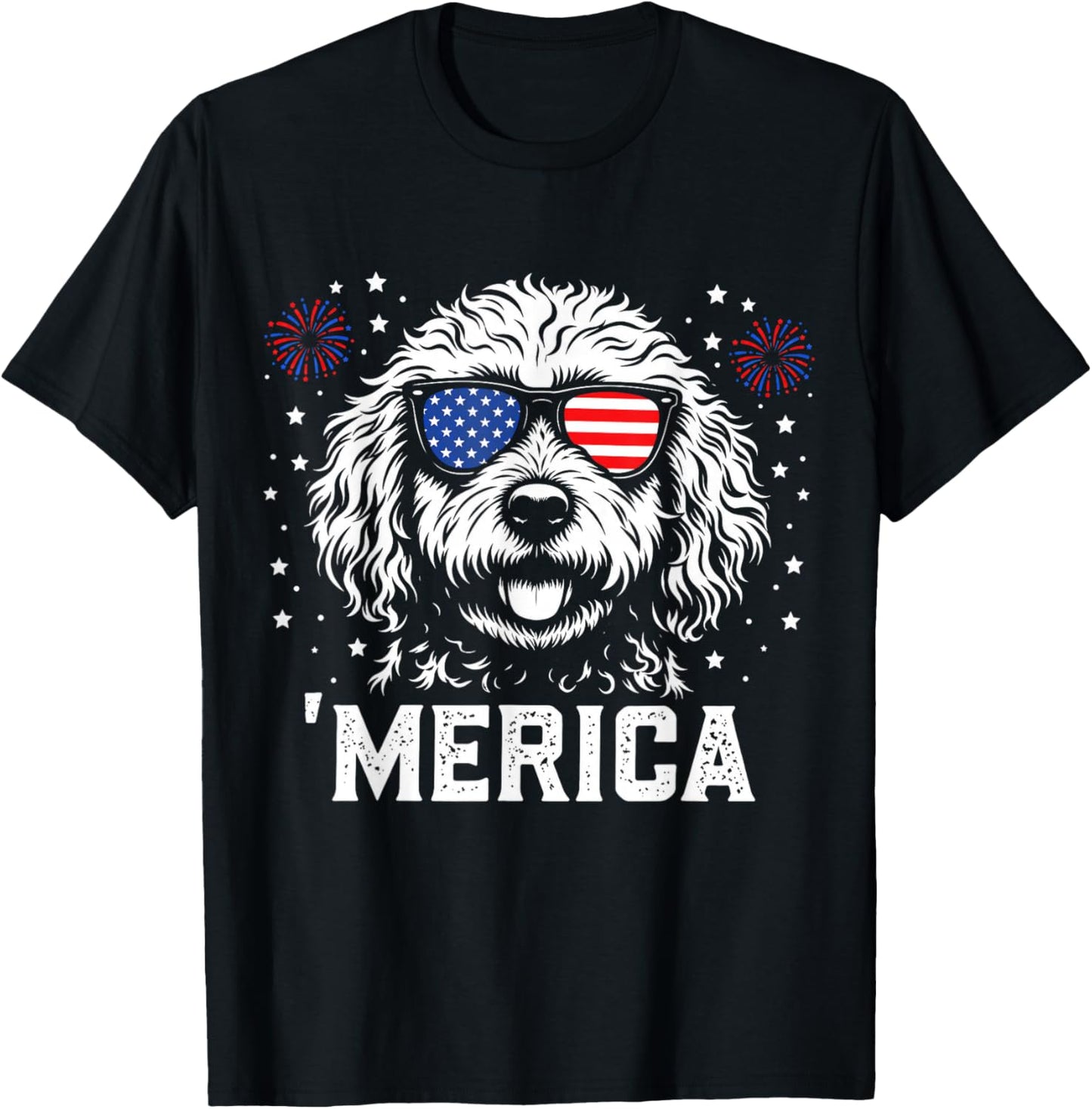 Patriotic Goldendoodle Merica 4th of July Dog Lover T-Shirt - T-Shirt | Black