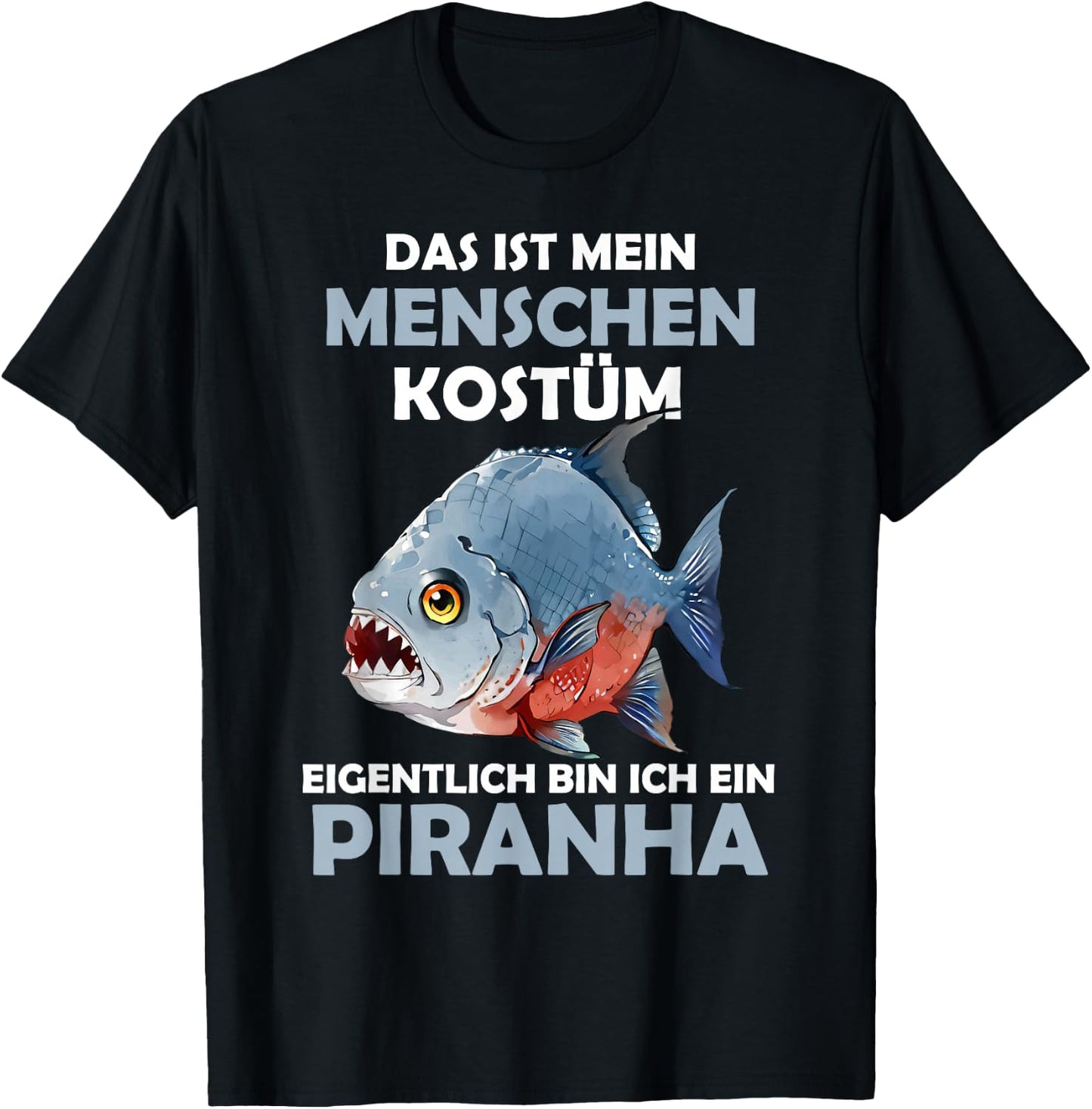 Piranha Carnival Fish Costume Helau Fancy Dress Human Costume , black T-Shirt - T-Shirt | Black