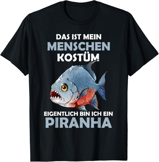 Piranha Carnival Fish Costume Helau Fancy Dress Human Costume , black T-Shirt - T-Shirt | Black