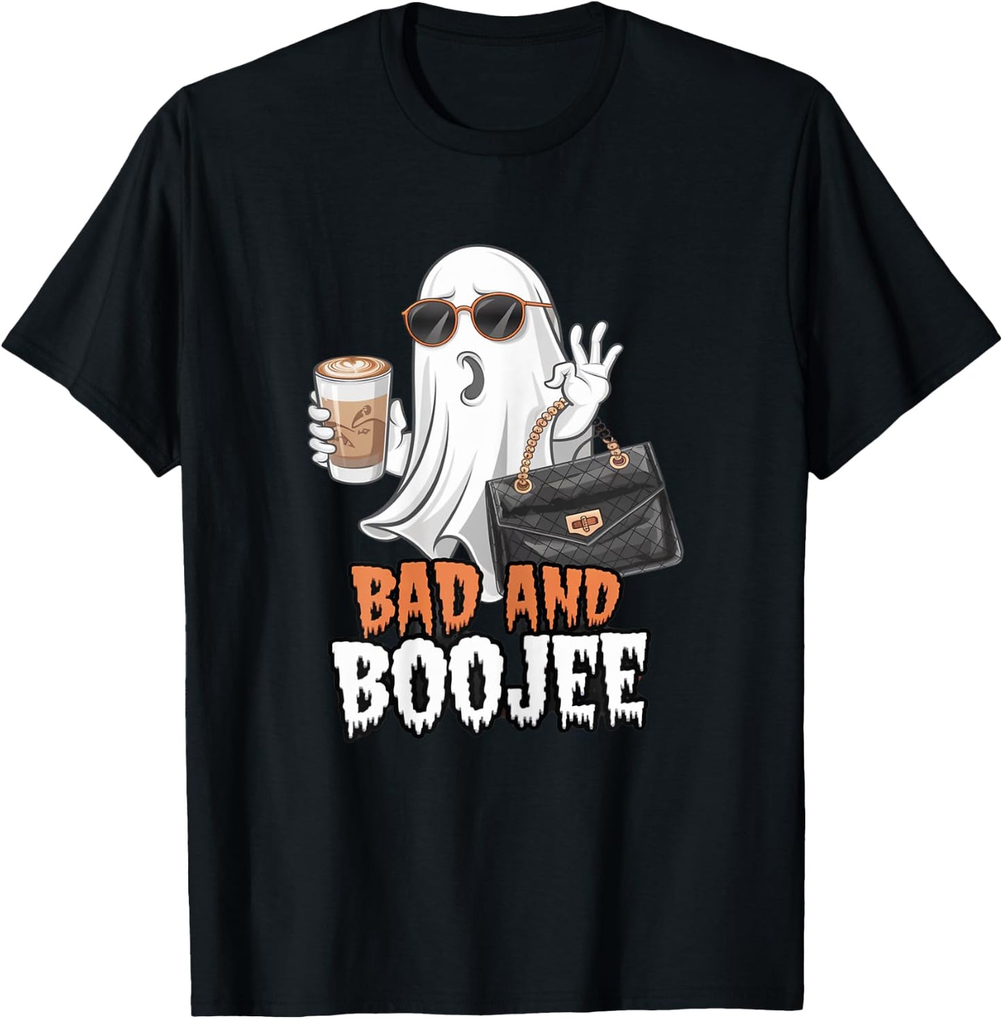 Halloween B00Jee Ghost Funny Spooky Season Bad and Boo-Jee T-Shirt - T-Shirt | Black