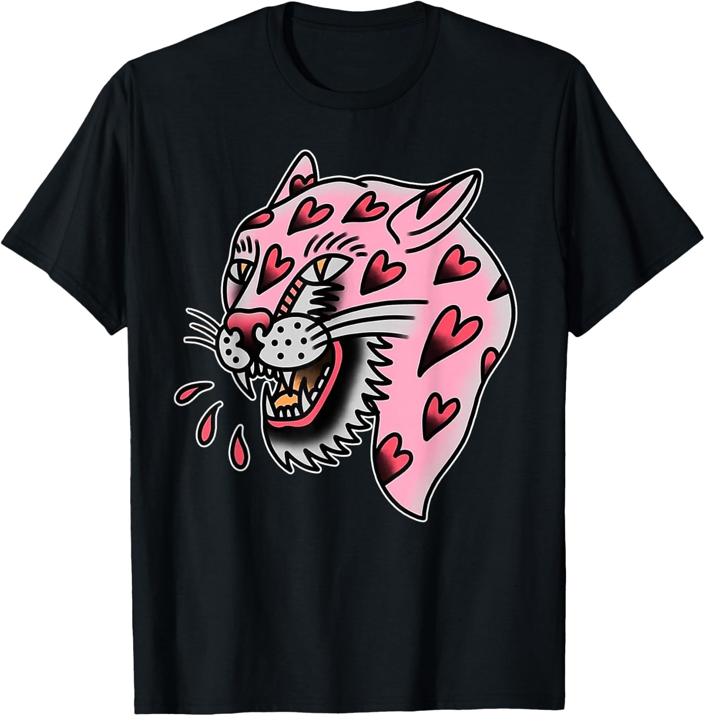 Panther Pink x Heart Love Traditioneller Blitz T-Shirt - T-Shirt | Black
