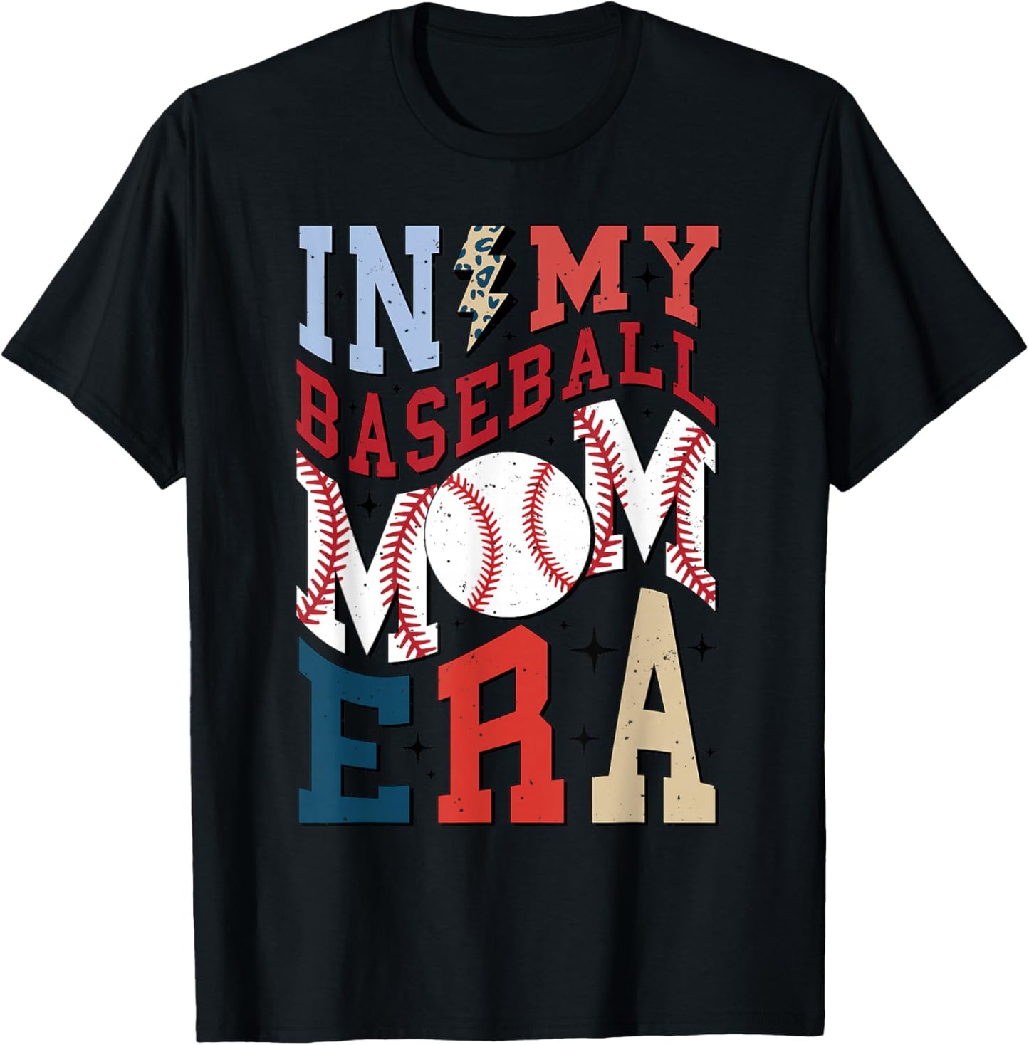 In My Baseball Mom Era Shirt, Retro Baseball Mama Shirt T-Shirt - T-Shirt | Black