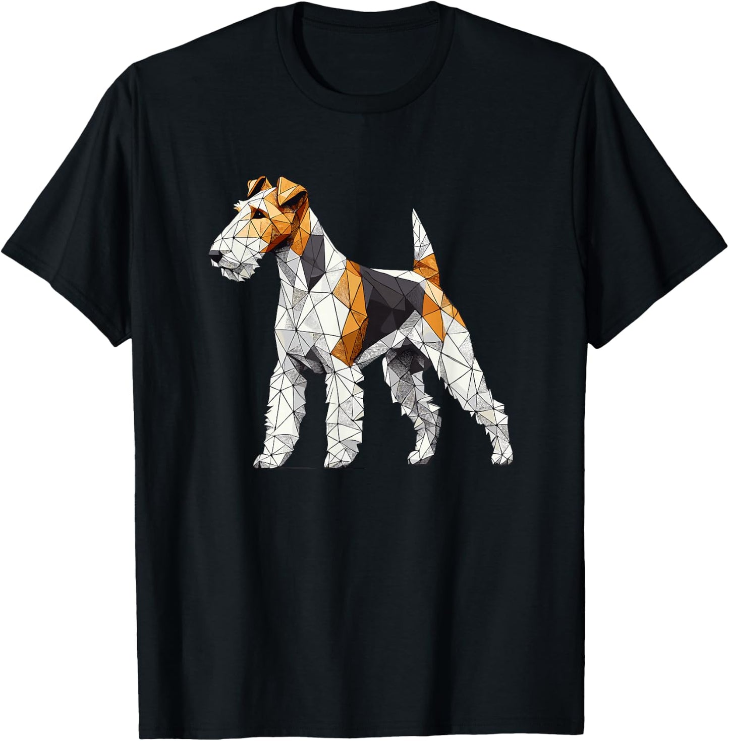 Geometric Art Wire Fox Terrier Wire Hair Fox T-Shirt - T-Shirt | Black