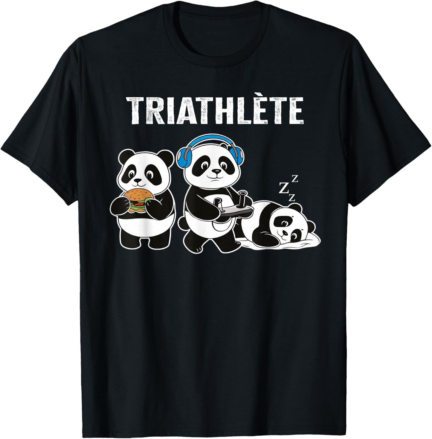 Geek Gift Triathlete Gaming Humor Panda , Black, S T-Shirt - T-Shirt | Black