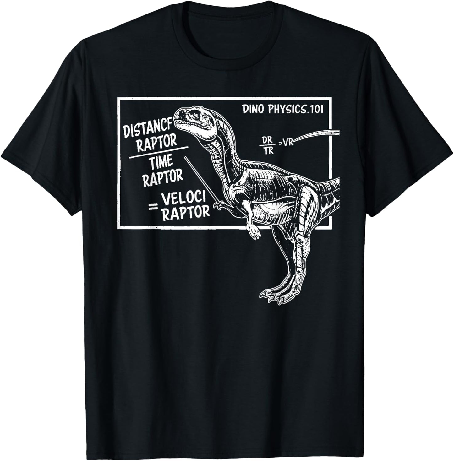 Smart Dinosaur Teacher Science Math Velociraptor Distance T-Shirt - T-Shirt | Black