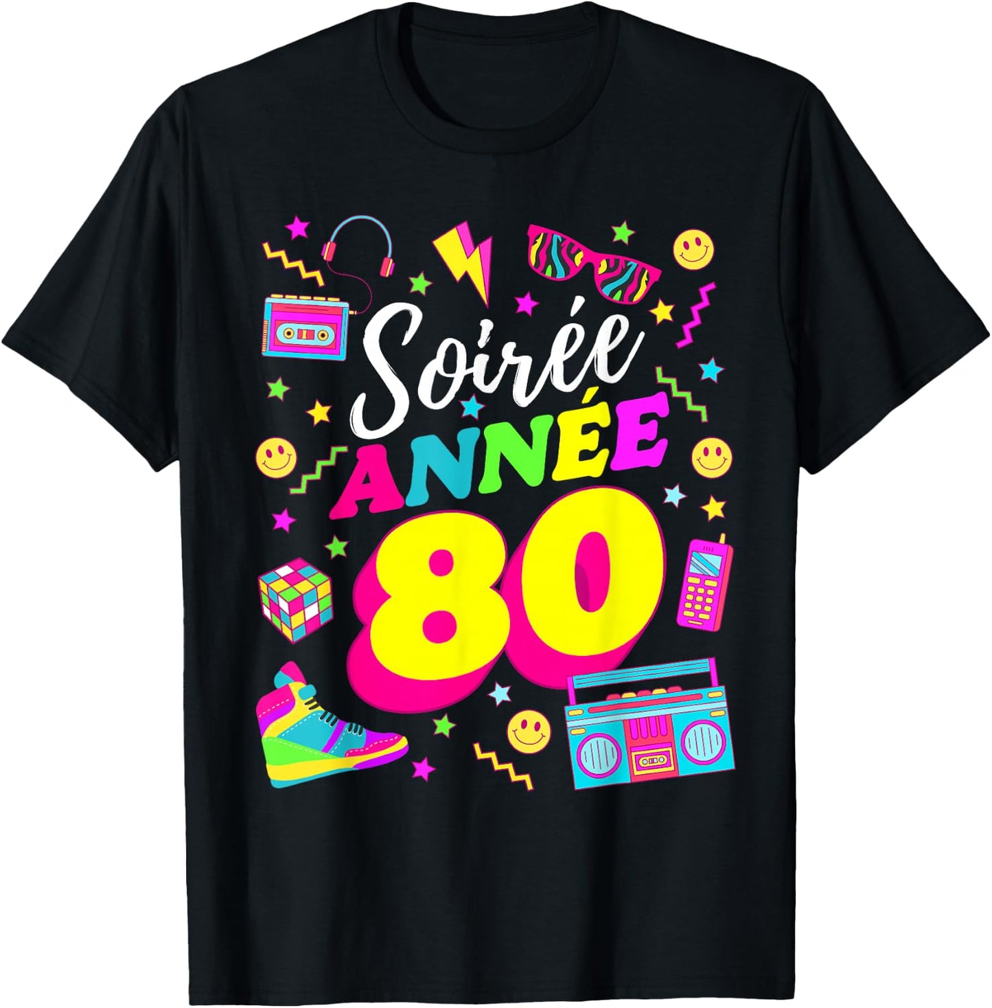 Party 80s Birthday Party 80s Retro Style , Black, S T-Shirt - T-Shirt | Black