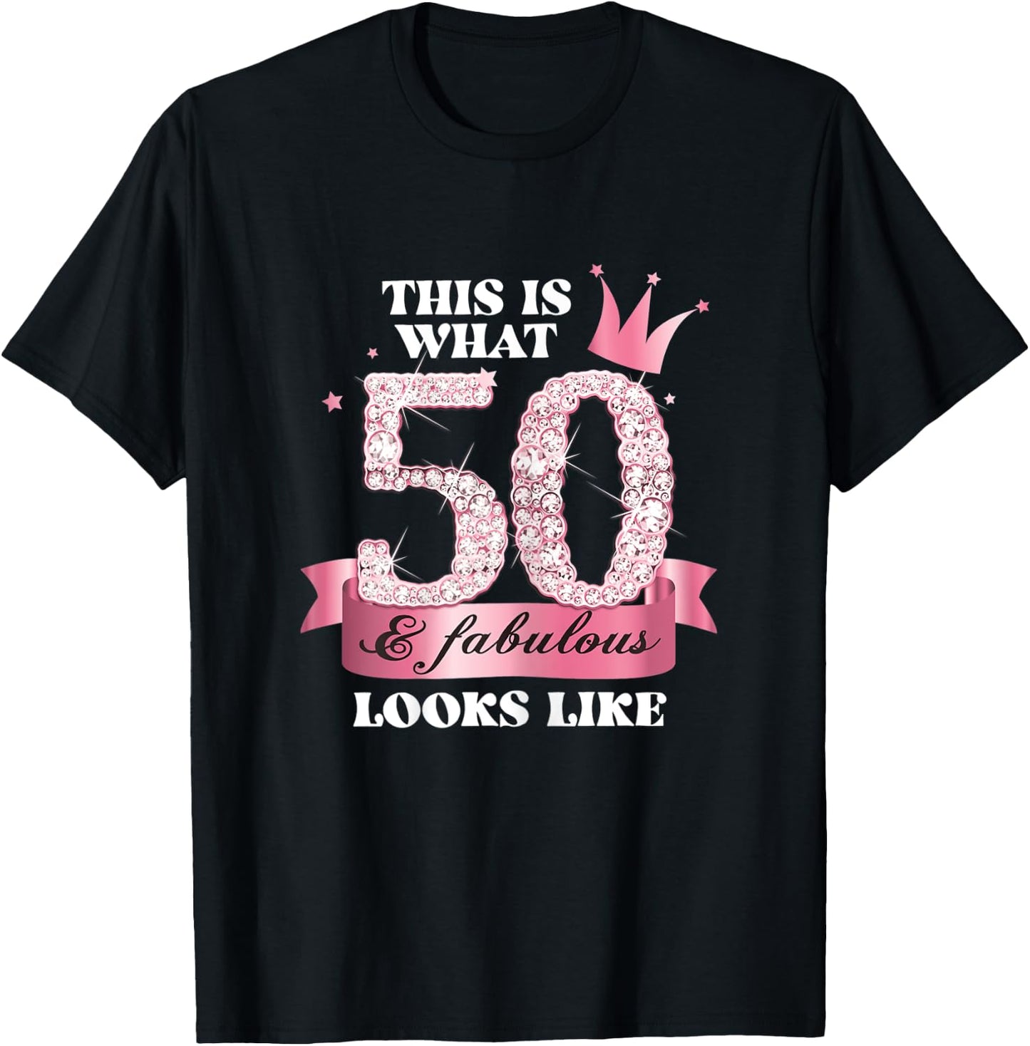50 & Fabulous I Pink Black Party Group Photo Outfit T-Shirt - T-Shirt | Black